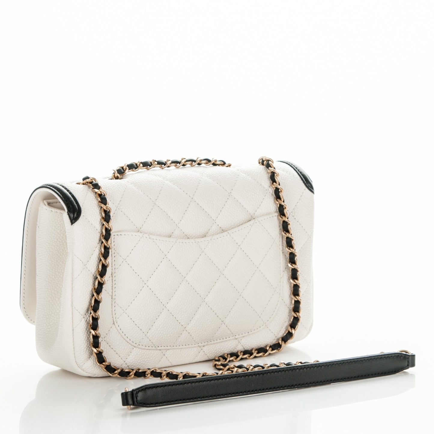Caviar Quilted Small CC Filigree Flap White Black