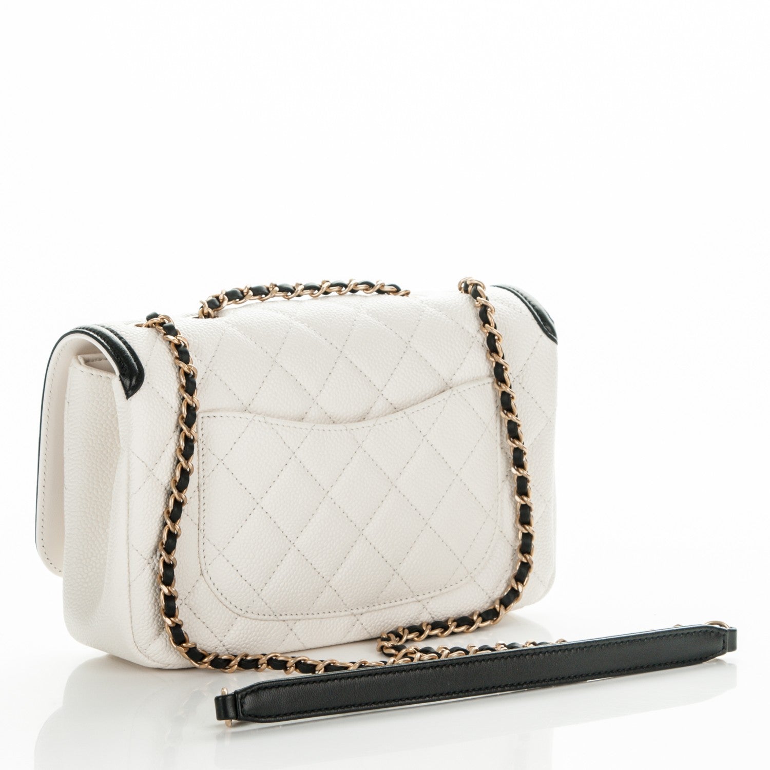Chanel Caviar Quilted Small CC Filigree Flap White Black 3 of 7