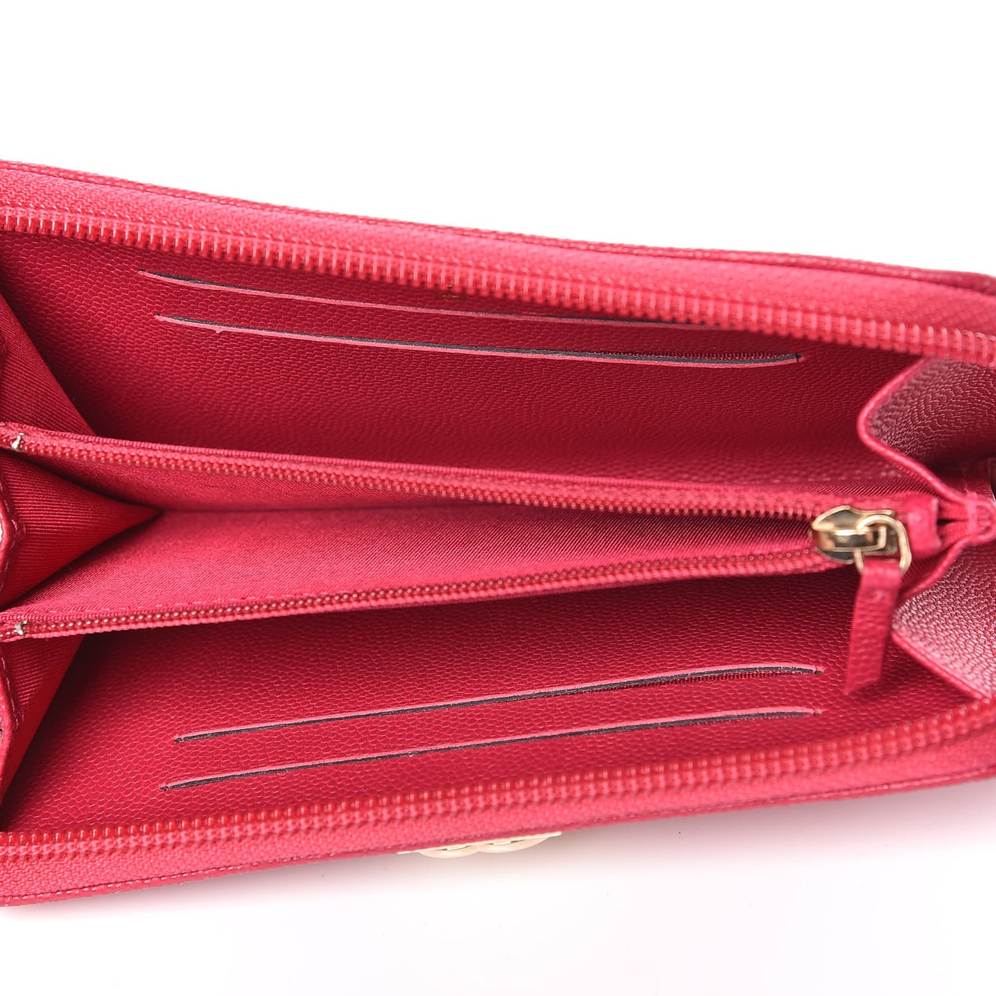 Caviar Quilted Small Boy Zip Around Wallet Fuchsia