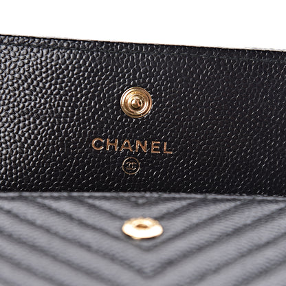 Chanel Caviar Chevron Quilted Boy Flap Card Holder Black 6 of 10