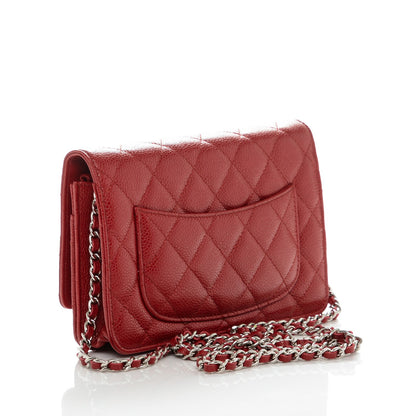 Chanel Caviar Quilted Wallet On Chain WOC Red 3 of 8