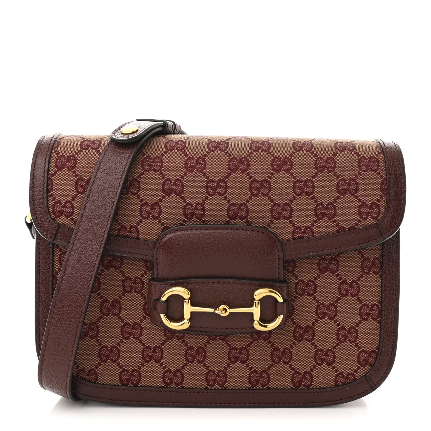 Monogram Textured Dollar Calfskin Horsebit 1955 Shoulder Bag Sahara Rubino Chardonnay