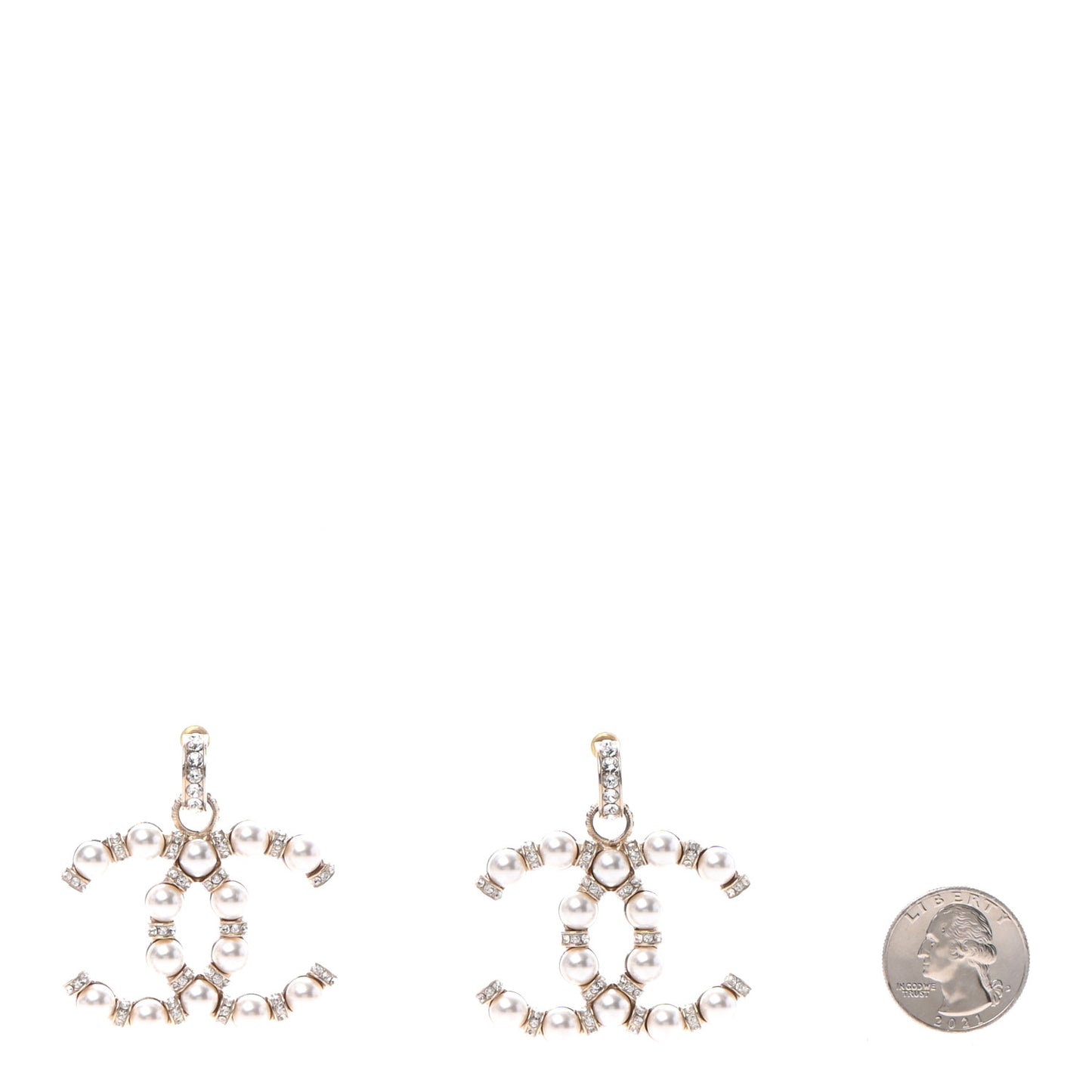 Pearl Crystal Nefertiti CC Drop Earrings Gold