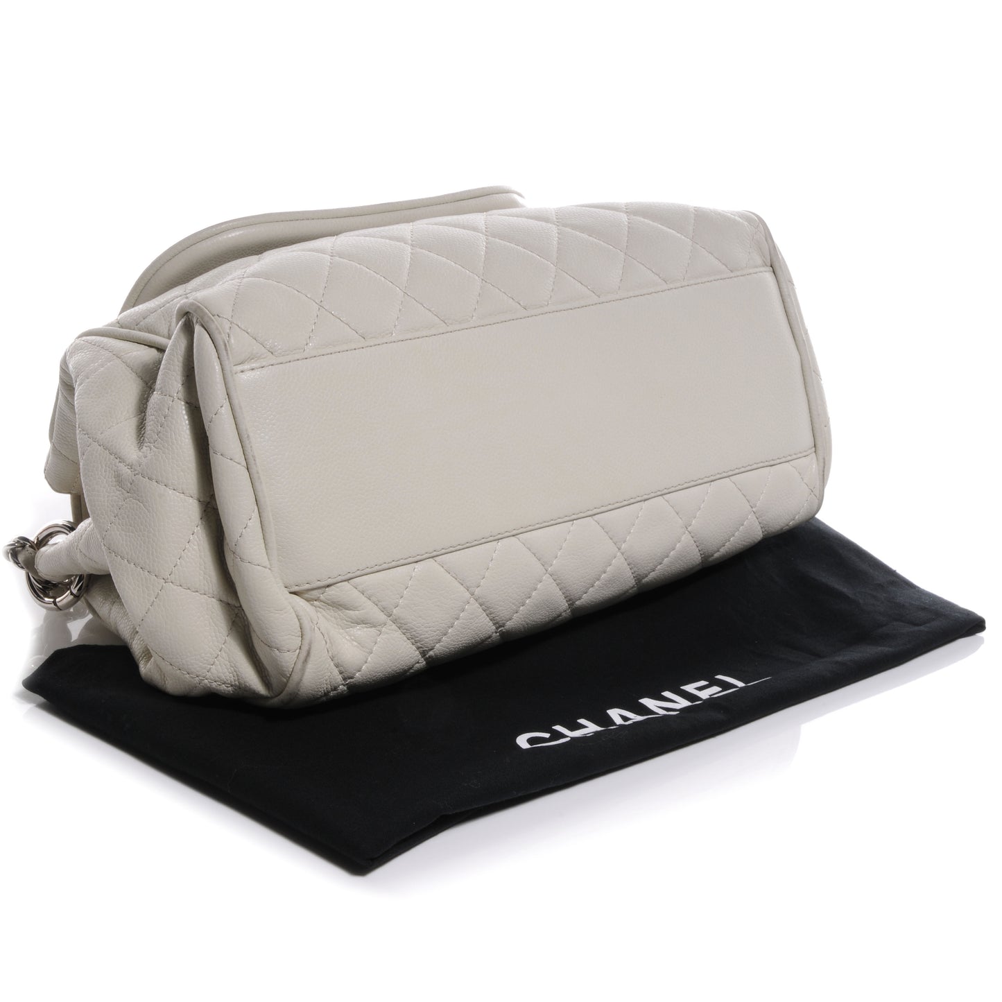 Caviar Quilted Timeless Accordion Flap White