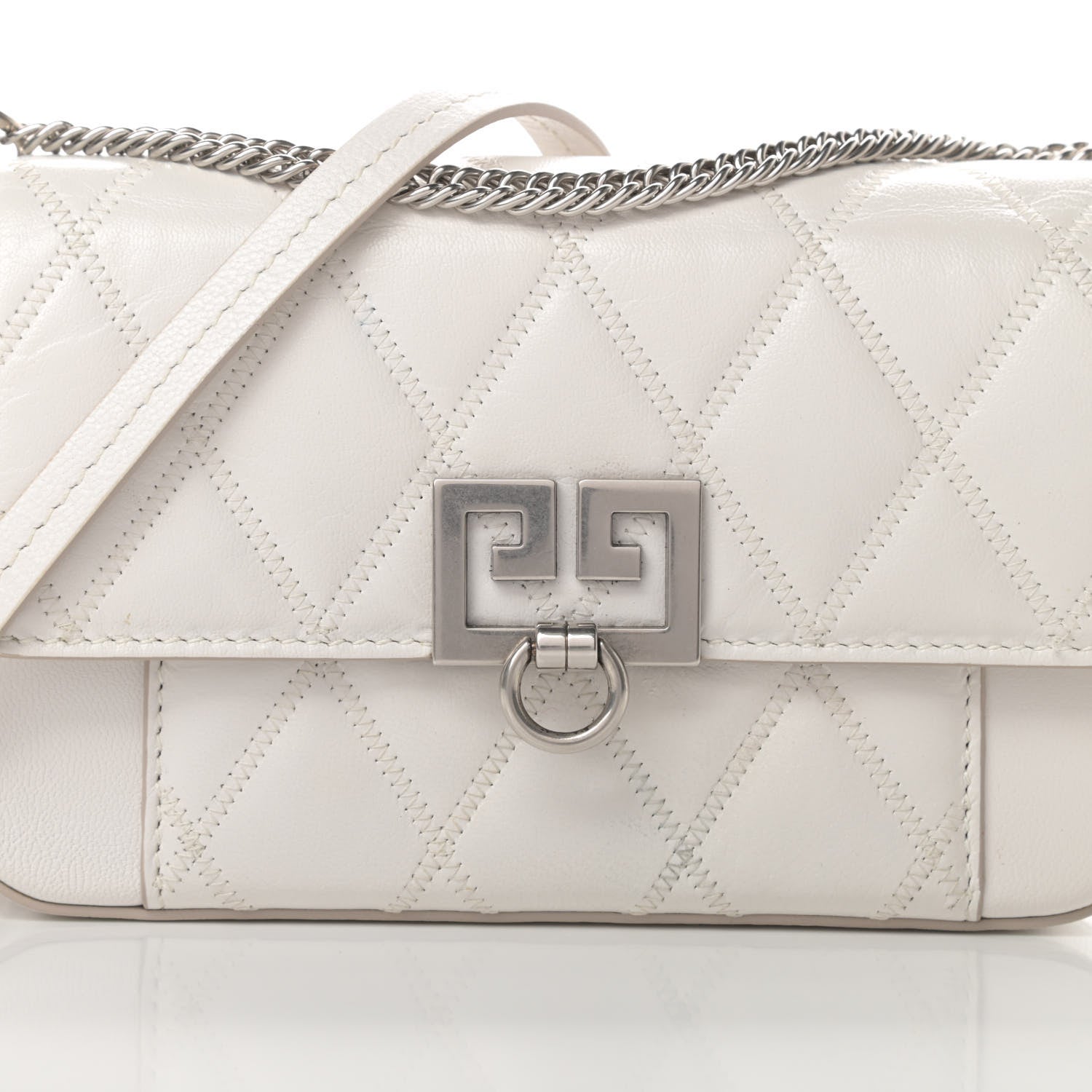 Givenchy Goatskin Quilted GV3 Mini Pocket Convertible Bag White 8 of 12