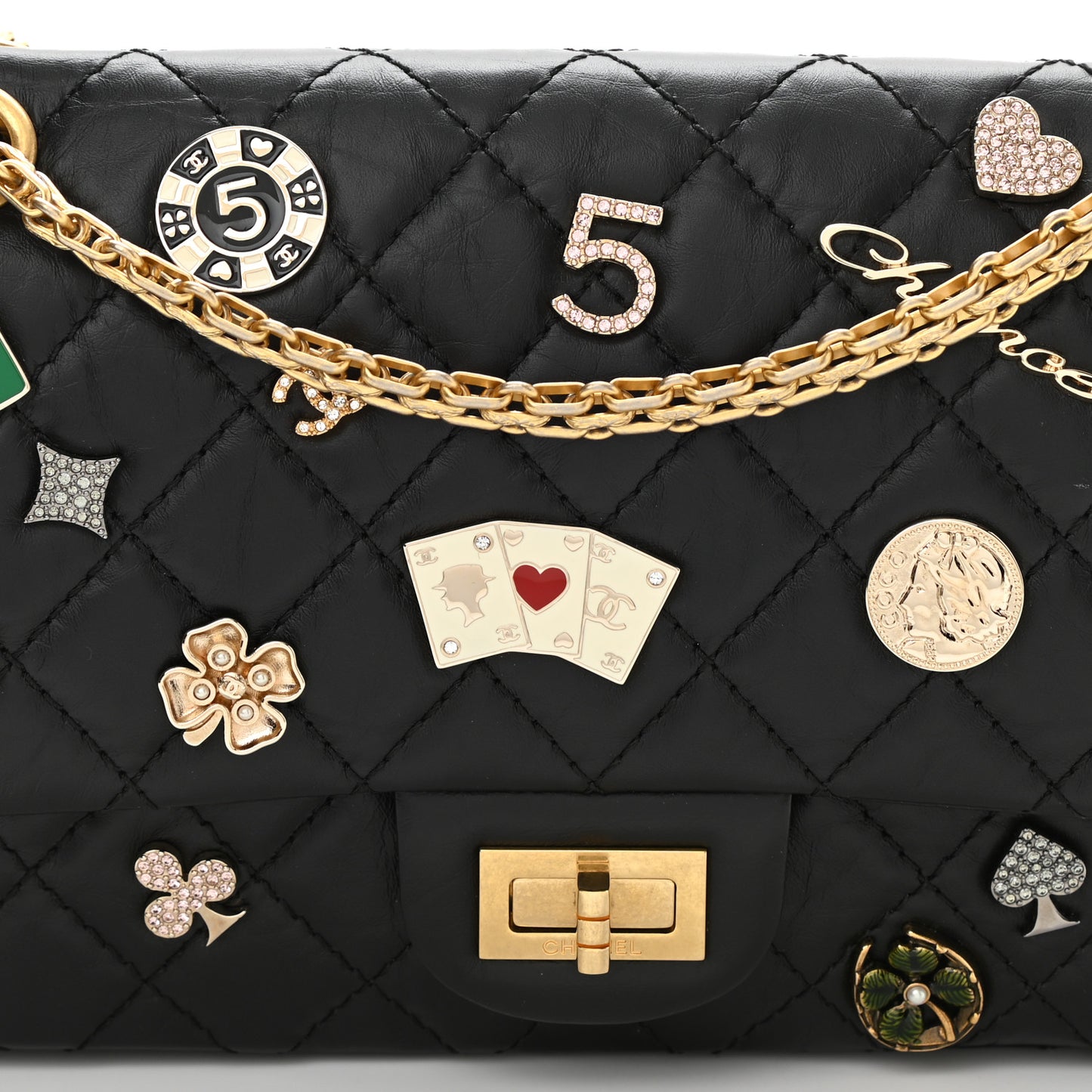 Aged Calfskin Lucky Charms 2.55 Reissue 225 Flap Black