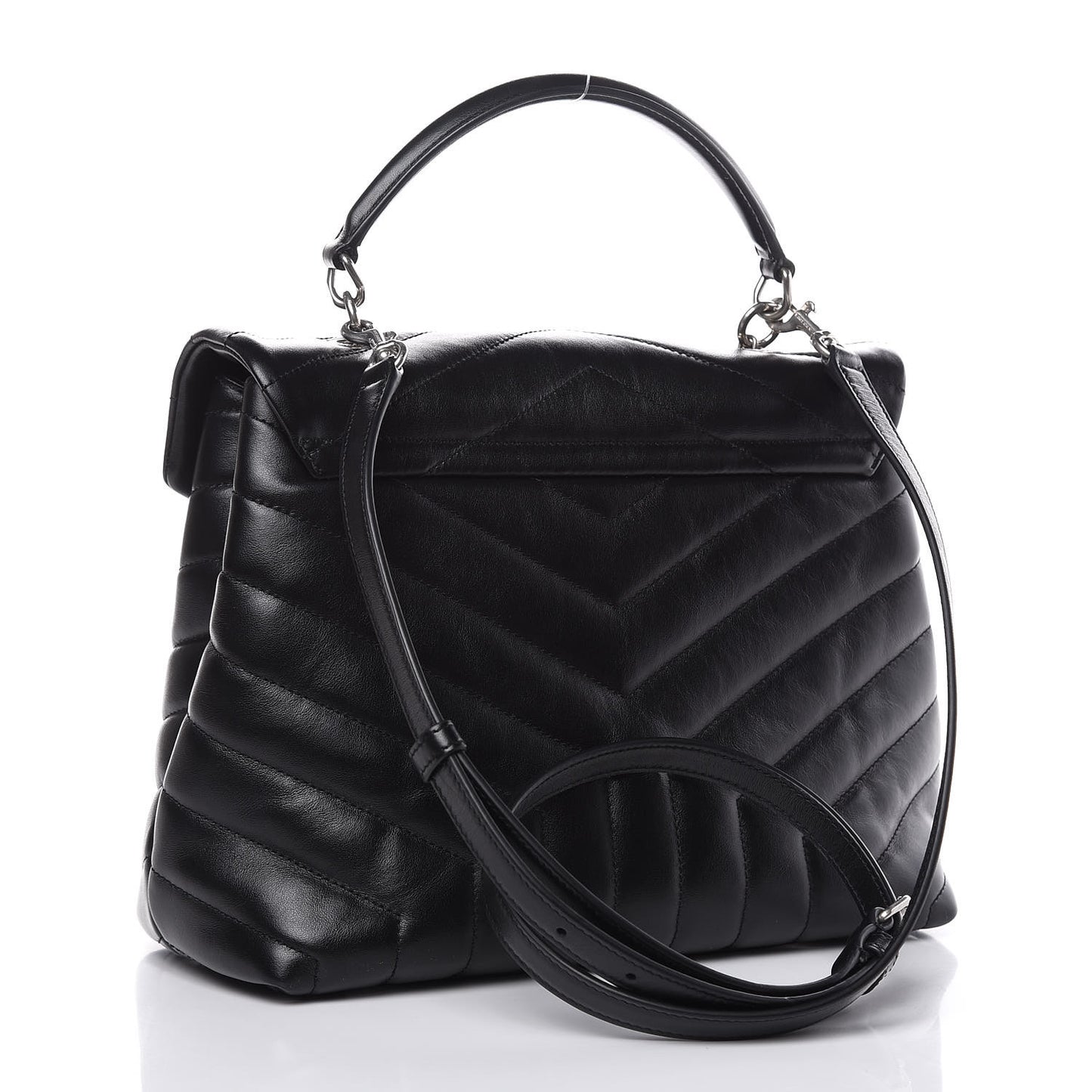 Calfskin Y Quilted Monogram Medium Loulou Satchel Black