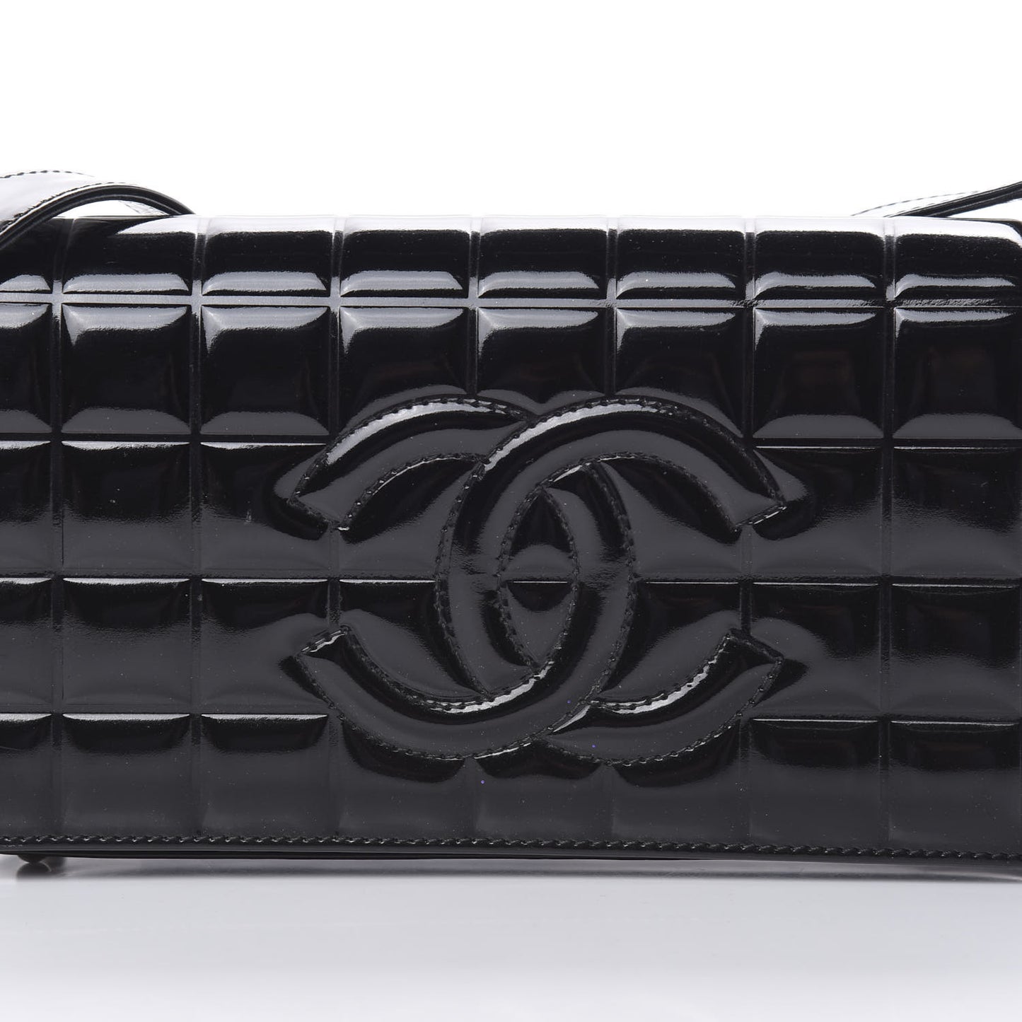 Patent Chocolate Bar Quilted CC Flap Black