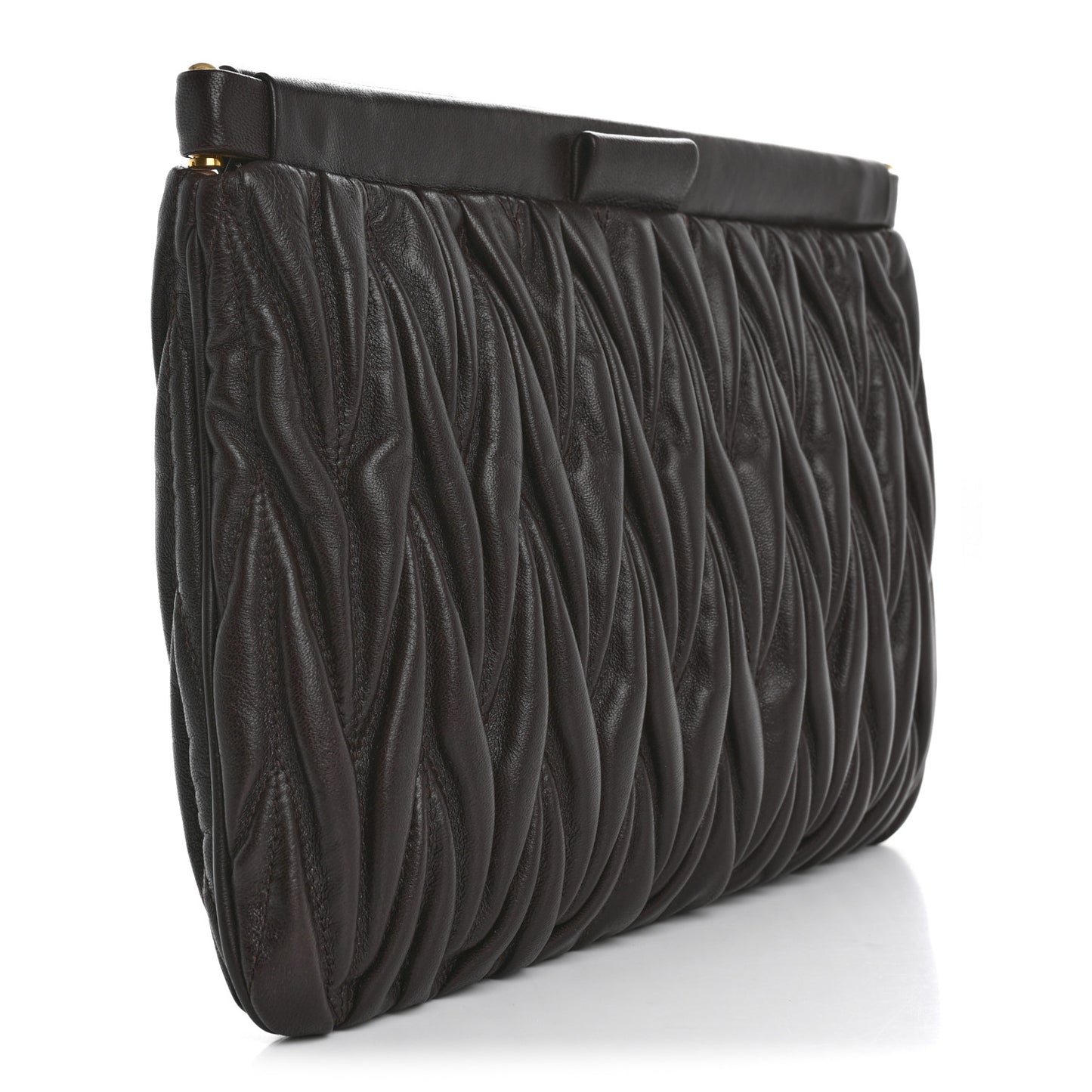 Nappa Matelasse Clutch Dark Brown