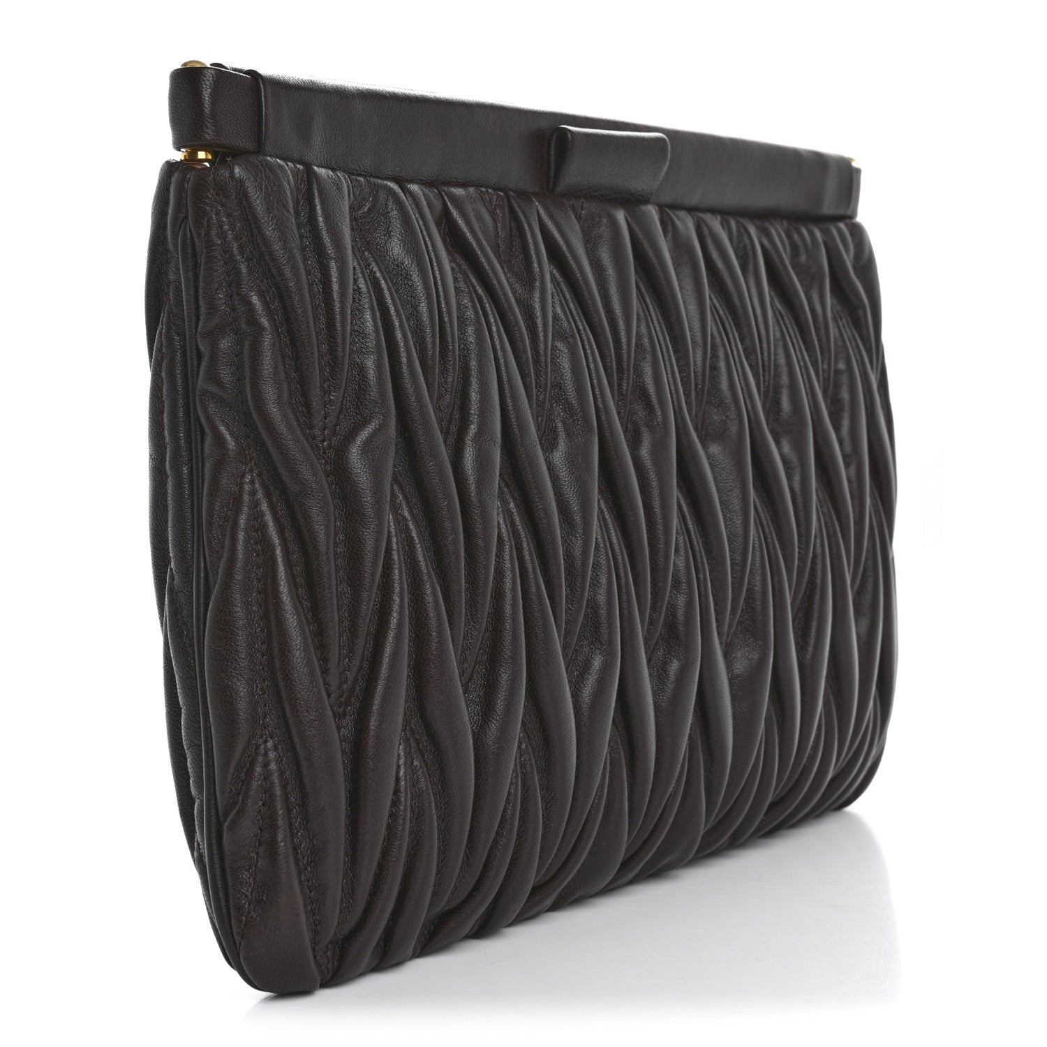 Miu Miu Nappa Matelasse Clutch Dark Brown 3 of 8