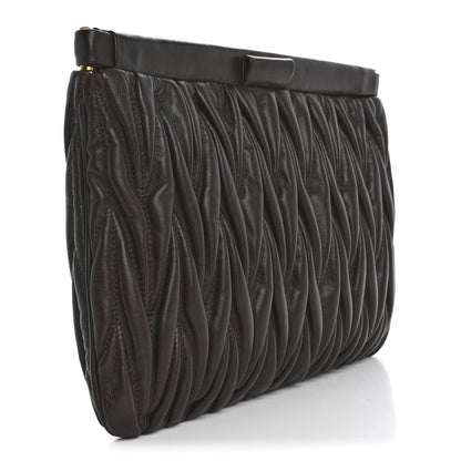 Miu Miu Nappa Matelasse Clutch Dark Brown 3 of 8