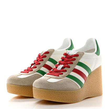 Gucci X ADIDAS Suede Madeira Gazelle Wedge Sneakers 37.5 Oatmeal White New Shamarock Hibiscus Red 3 of 8