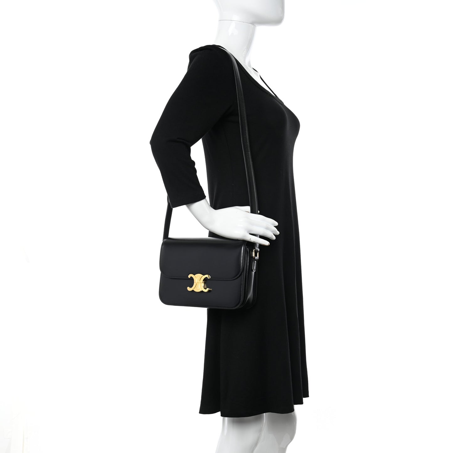 Shiny Calfskin Medium Triomphe Black