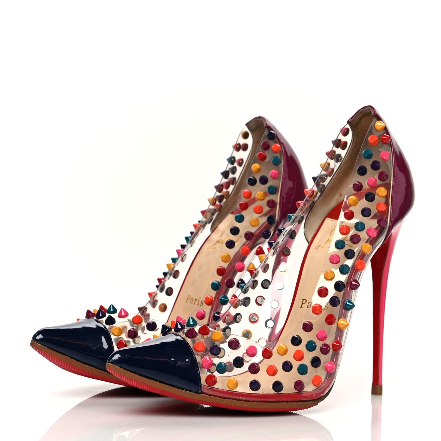 Christian Louboutin Patent PVC Spike Me 100 Pumps 40.5 Multicolor 3 of 7
