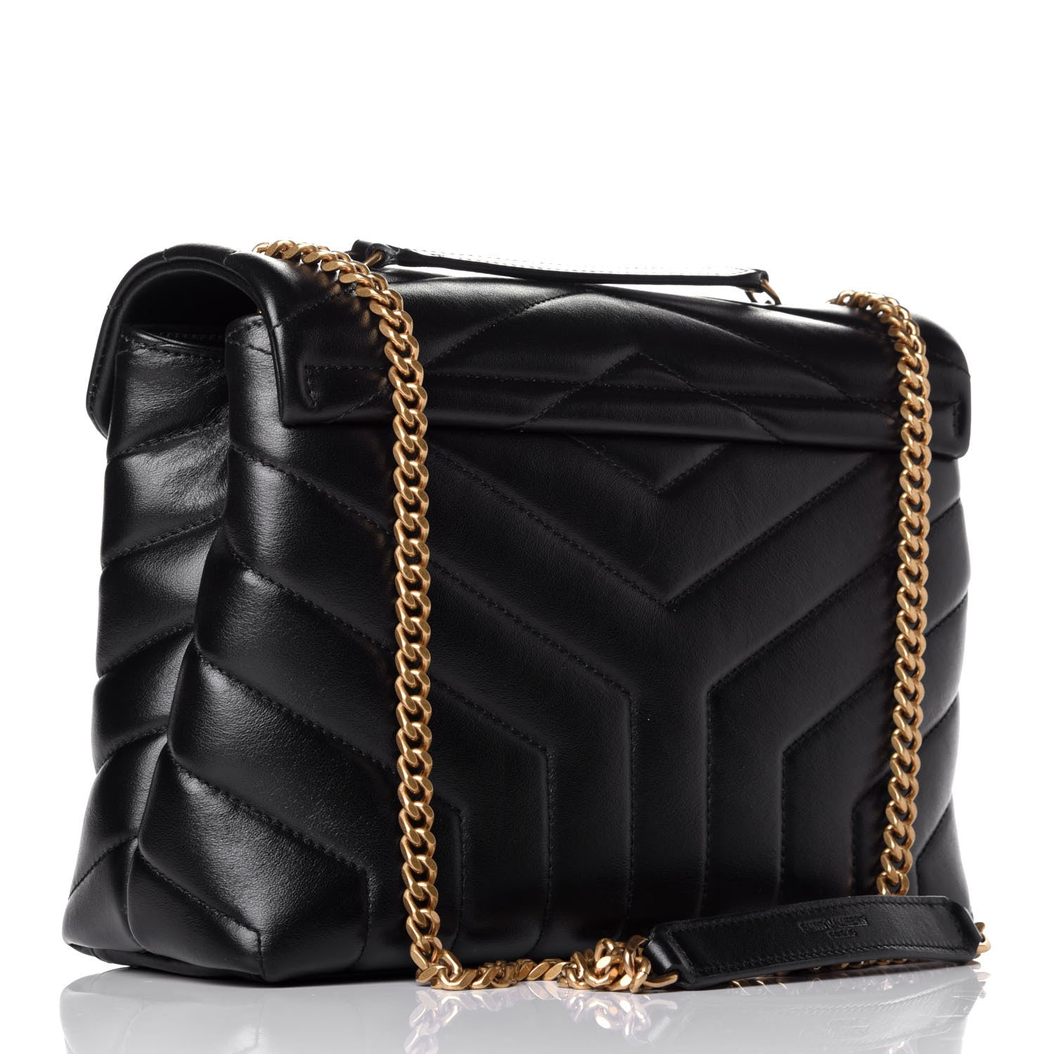 Saint Laurent Calfskin Y Quilted Monogram Small Loulou Chain Satchel Black 3 of 9