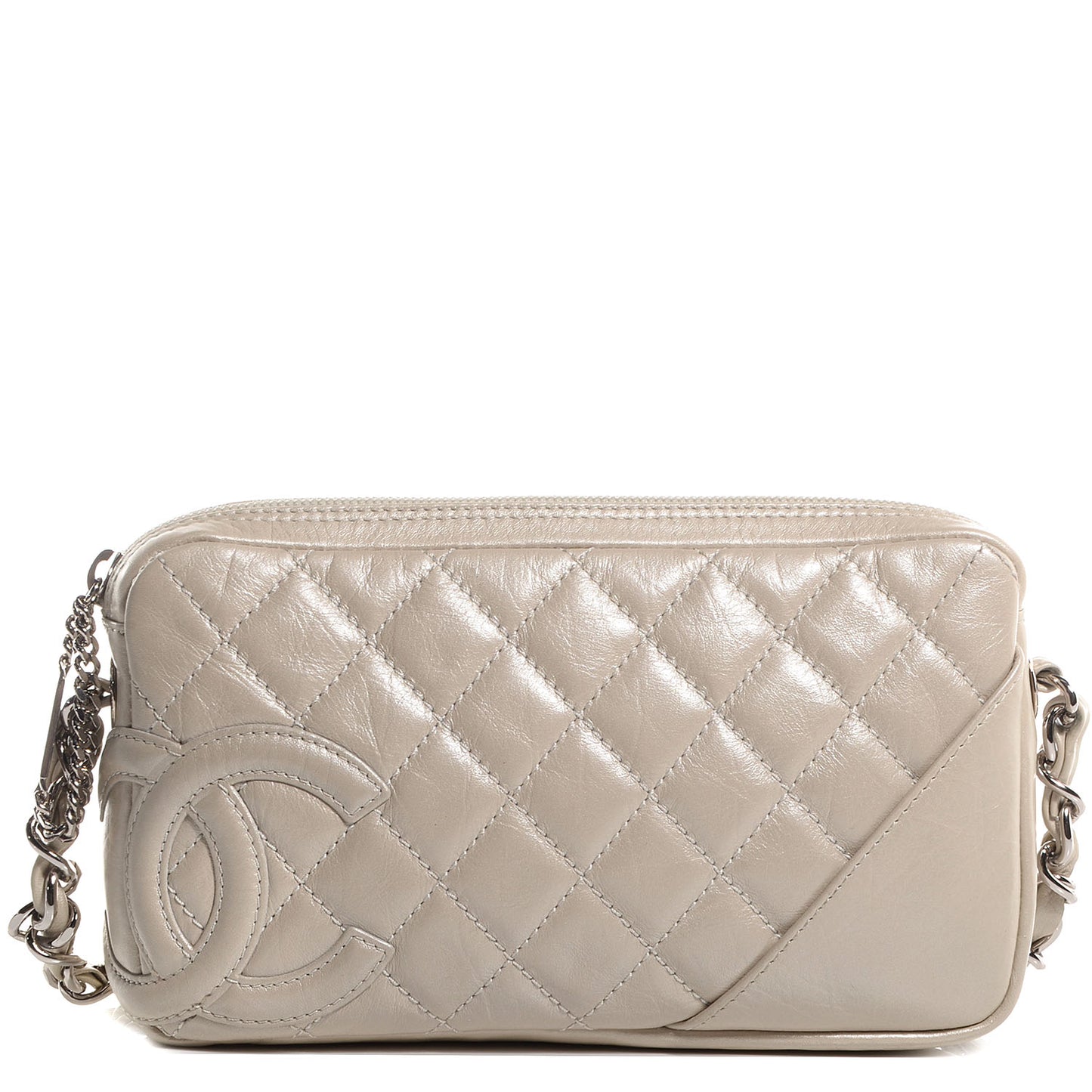 Calfskin Quilted Cotton Club Pochette Light Silver