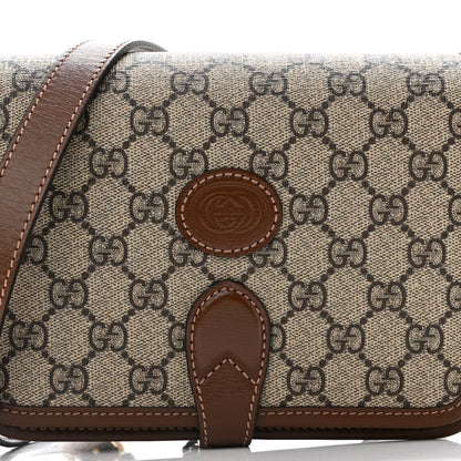 Gucci GG Supreme Monogram Azalea Calfskin Mini Retro Interlocking G Flap Shoulder Bag Beige Ebony Brown Sugar 9 of 10