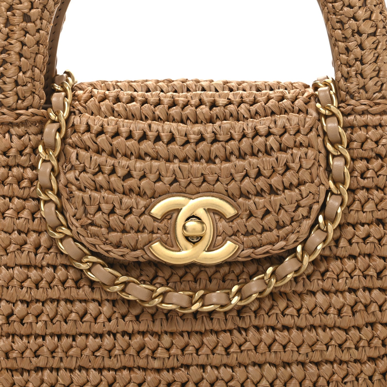 Chanel Braided Raffia Nano Kelly Flap Bag Dark Beige 8 of 10
