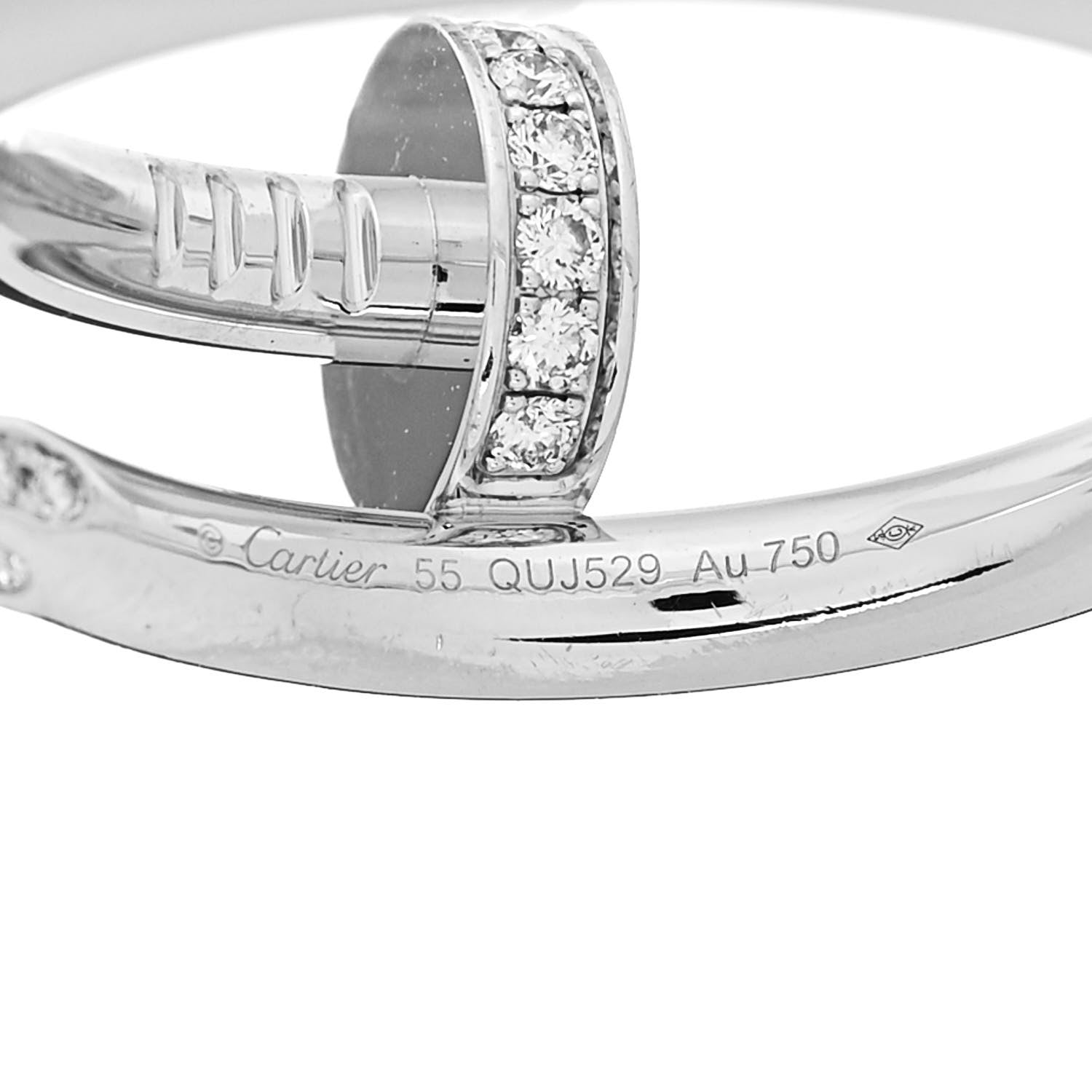 Cartier 18K White Gold Diamond Juste Un Clou Ring 55 7.25 4 of 5