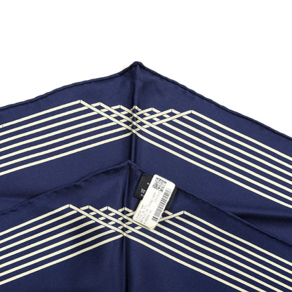Hermes Silk Liste Au Fil Losange Scarf Bleu De Chine Creme 3 of 3