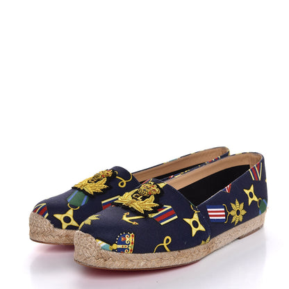 Christian Louboutin Tissu Galia Flat Espadrille 40 Navy Gold 3 of 8