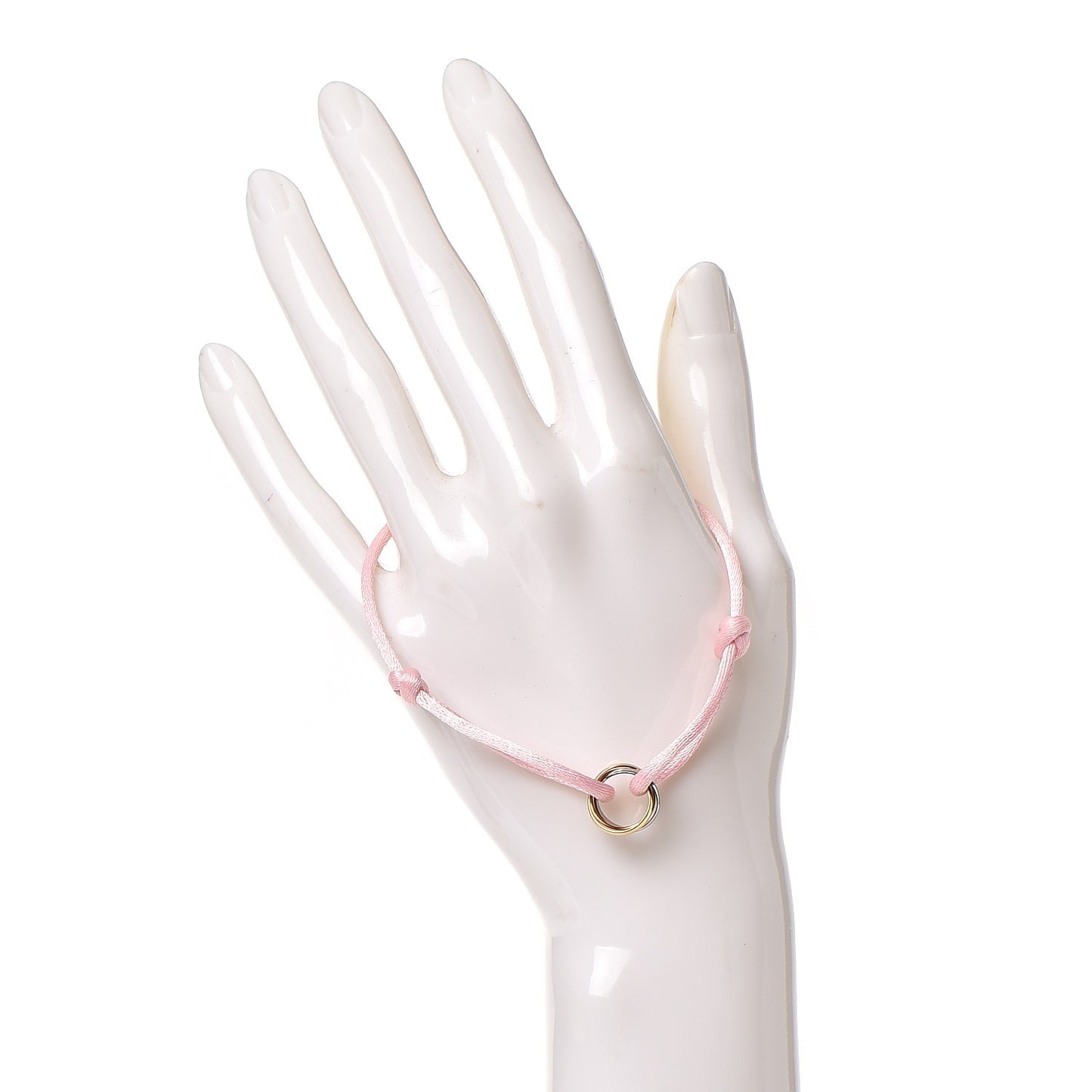 18K Pink Yellow White Gold Trinity Adjustable Cord Bracelet Pink