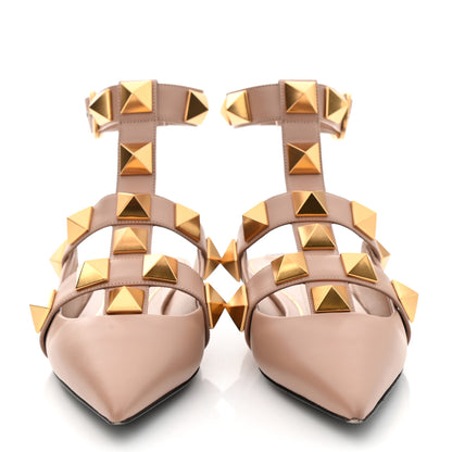 Valentino Garavani Calfskin Roman Stud Ankle Strap Flat Mules 36 Rose Cannelle 3 of 10