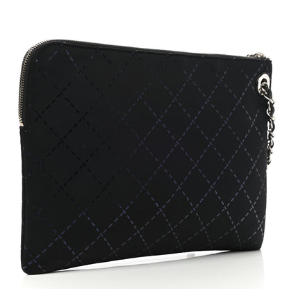Chanel Neoprene Lambskin Printed Stitch Pouch With Handle Black 3 of 10