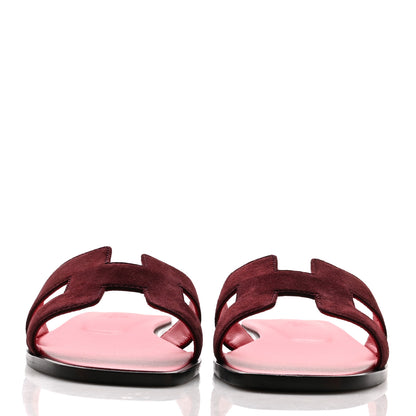 Hermes Suede Goatskin Oran Sandals 37 Rose Rouge Marsala 2 of 10