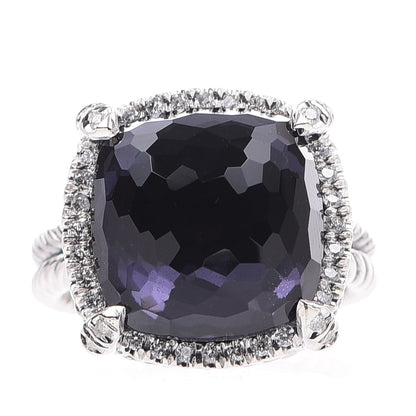 David Yurman Sterling Silver Diamond Black Orchid 14mm Chatelaine Pave Bezel Ring 54 6.75 1 of 4