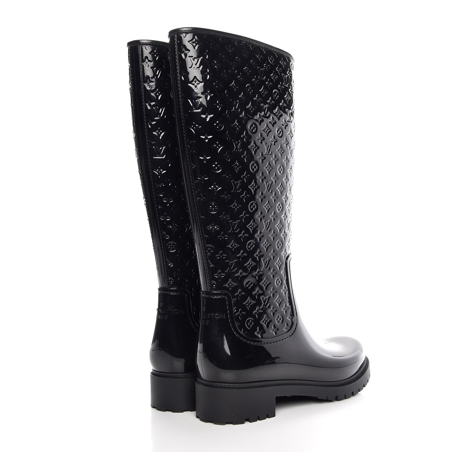 Louis Vuitton Rubber Embossed Monogram Splash Rain Boots 41 Black 4 of 10