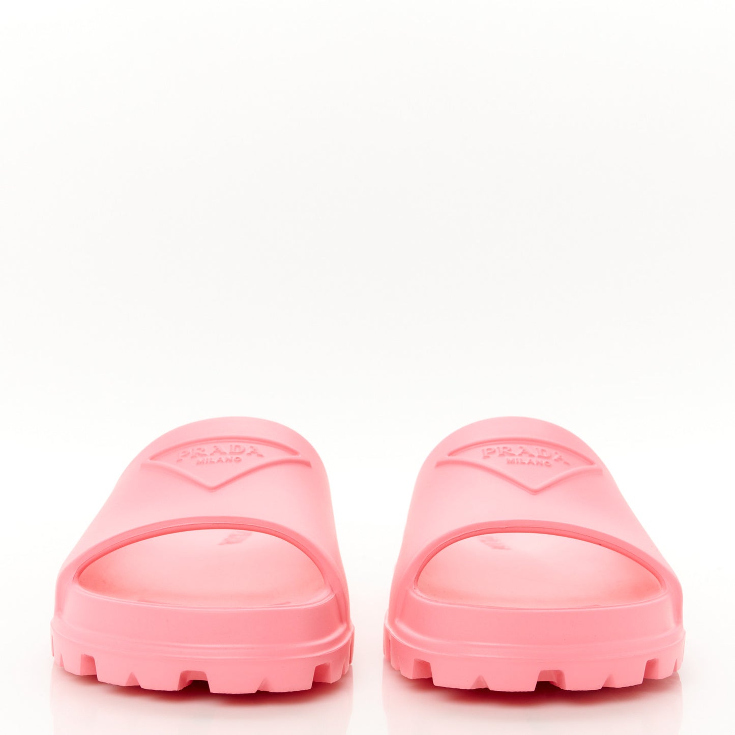 EVA Rubber Triangle Logo Embossed Womens Lug Sole 20mm Slide Sandals 37 Begonia