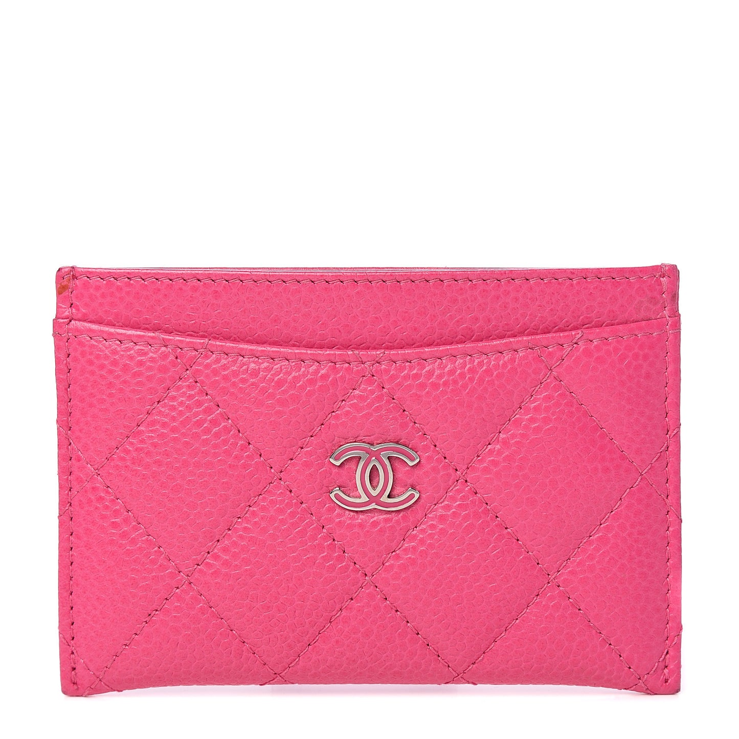 Caviar Quilted Card Holder Pink
