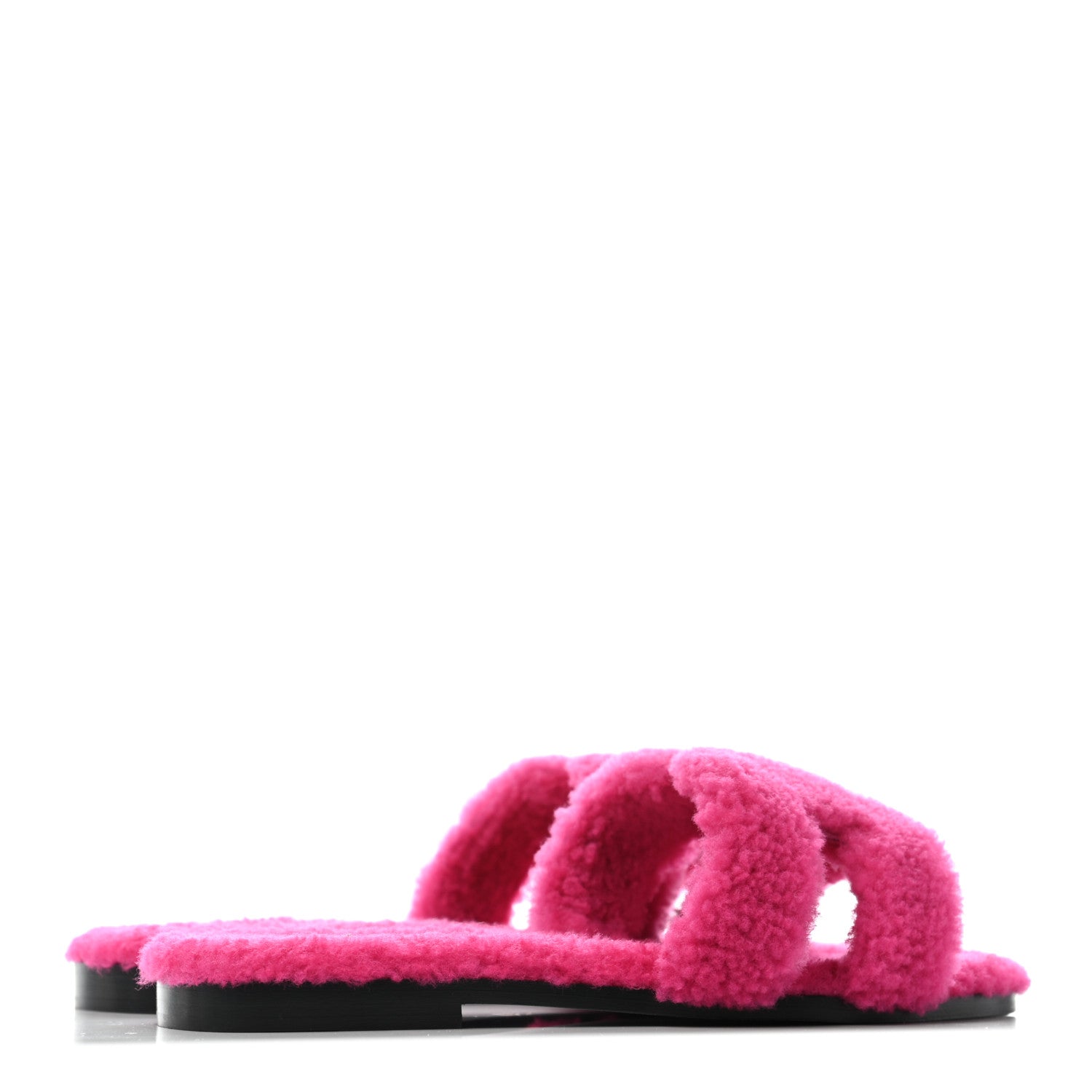 Hermes Woolskin Oran Sandals 37 Rose Fuchsia 3 of 5