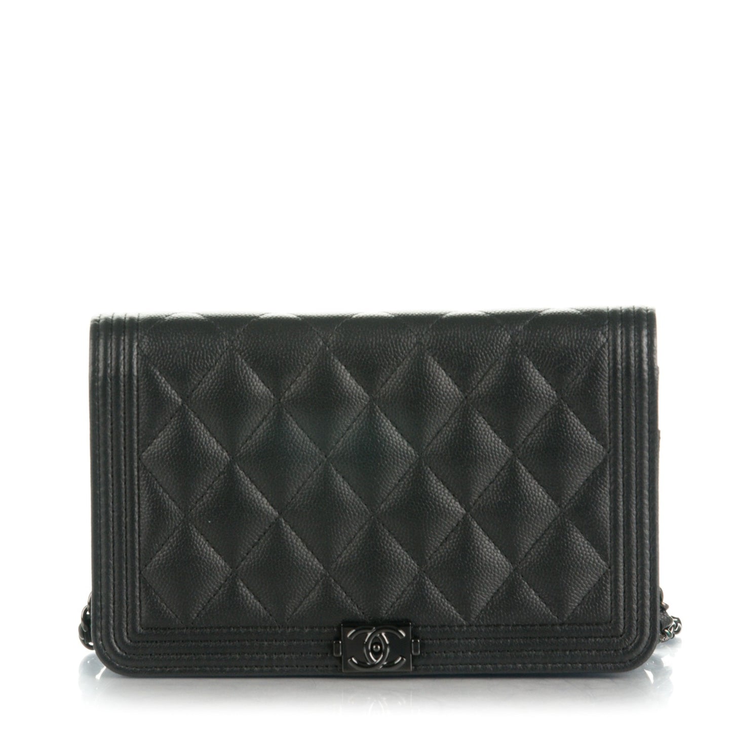 Calfskin Quilted Boy Wallet On Chain WOC So Black