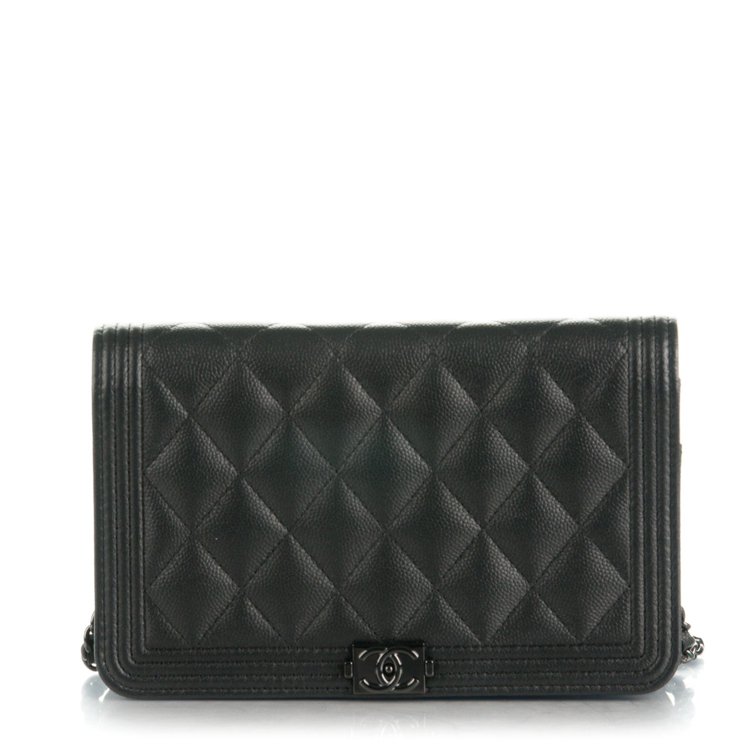 Chanel Calfskin Quilted Boy Wallet On Chain WOC So Black 1 of 8
