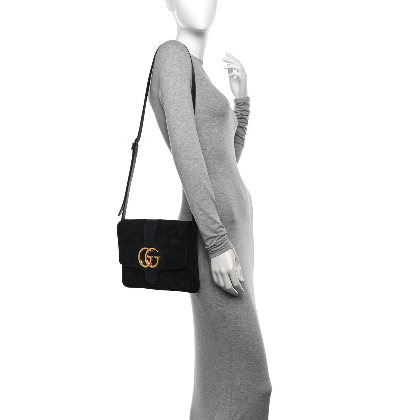 Suede Medium Arli Flap Shoulder Bag Black
