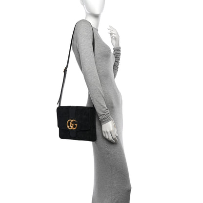 Gucci Suede Medium Arli Flap Shoulder Bag Black 2 of 12