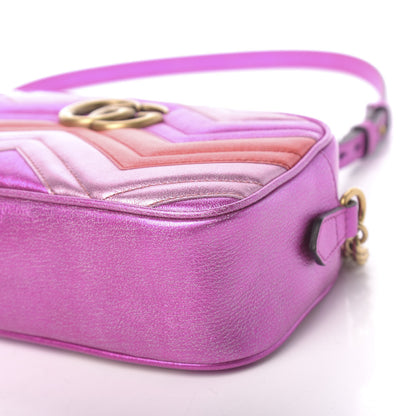 Gucci Laminated Nappa Matelasse Small GG Marmont Chain Shoulder Bag Fuxia Rosso Rosa 10 of 10