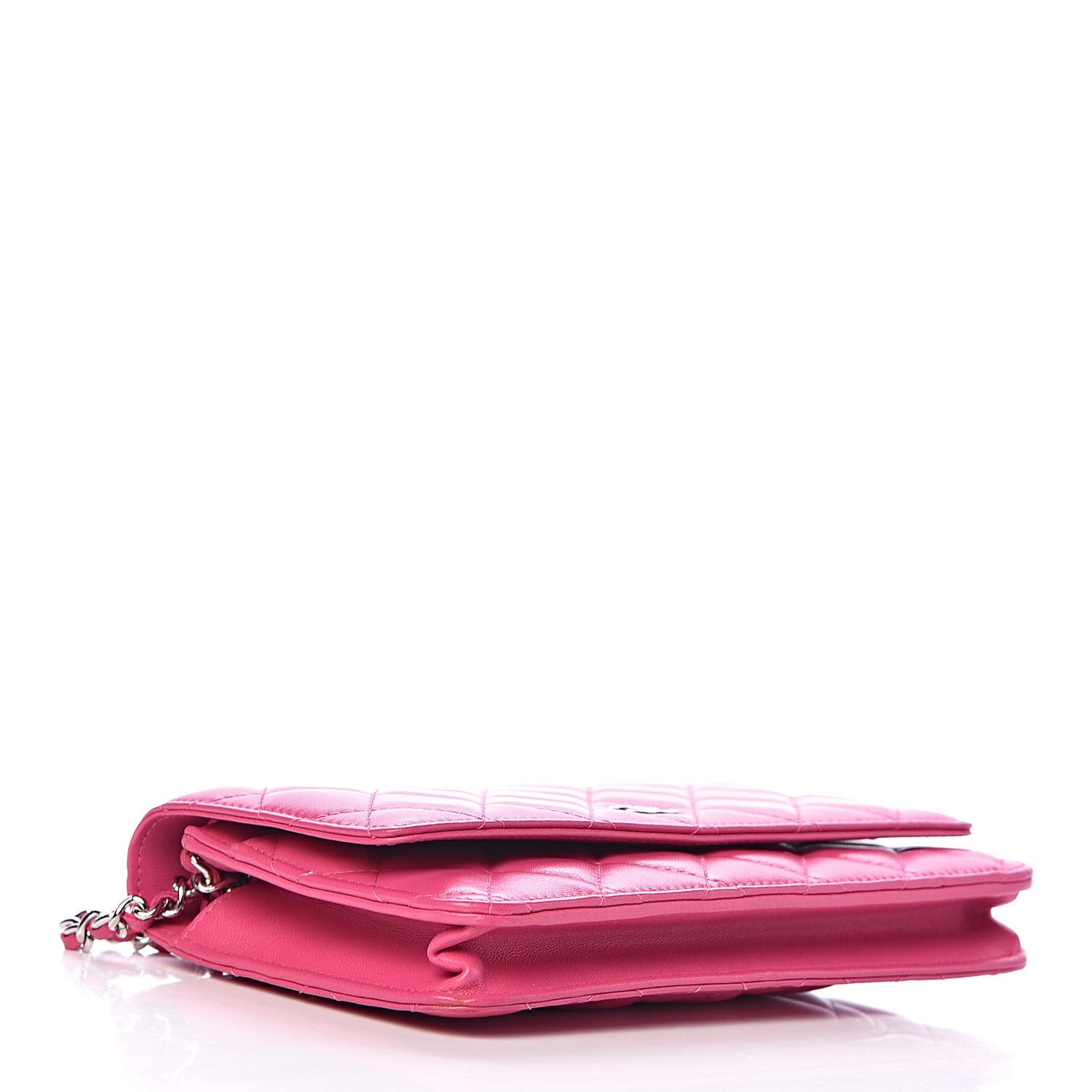 Lambskin Quilted Wallet On Chain WOC Pink