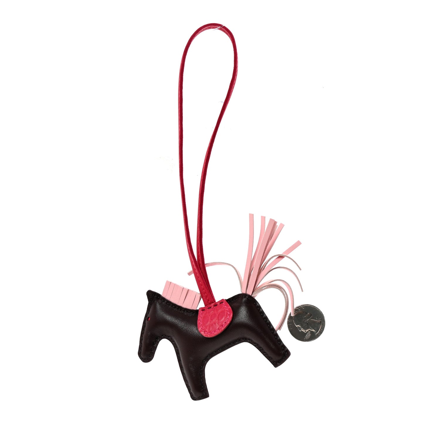 Milo Lambskin Matte Alligator Touch Grigri Rodeo Horse Bag Charm PM Rouge Sellier Framboise Rose Sakura