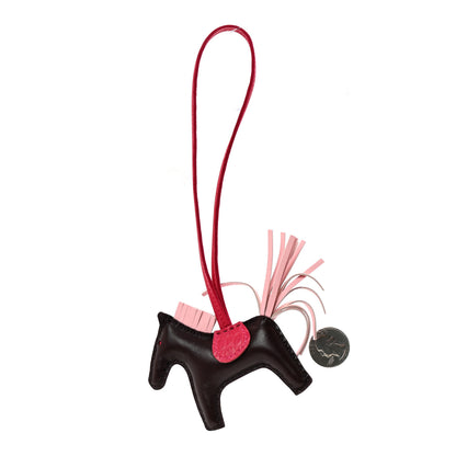Hermes Milo Lambskin Matte Alligator Touch Grigri Rodeo Horse Bag Charm PM Rouge Sellier Framboise Rose Sakura 2 of 4
