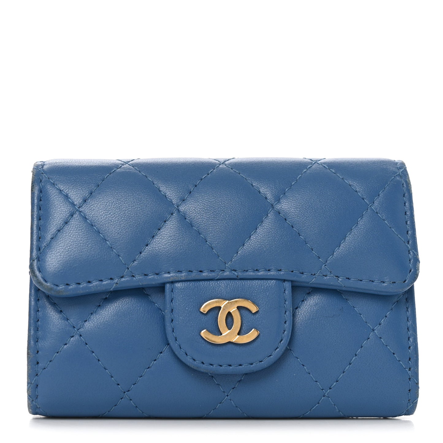Lambskin Quilted 4 Key Holder Blue