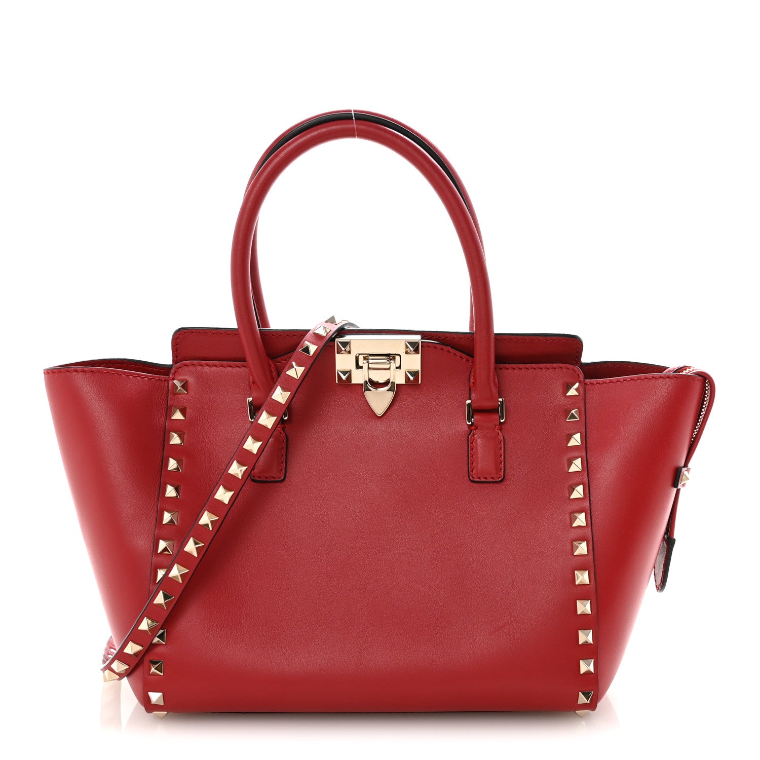 Valentino Garavani Vitello Small Rockstud Double Handle Tote Rosso Valentino 1 of 9