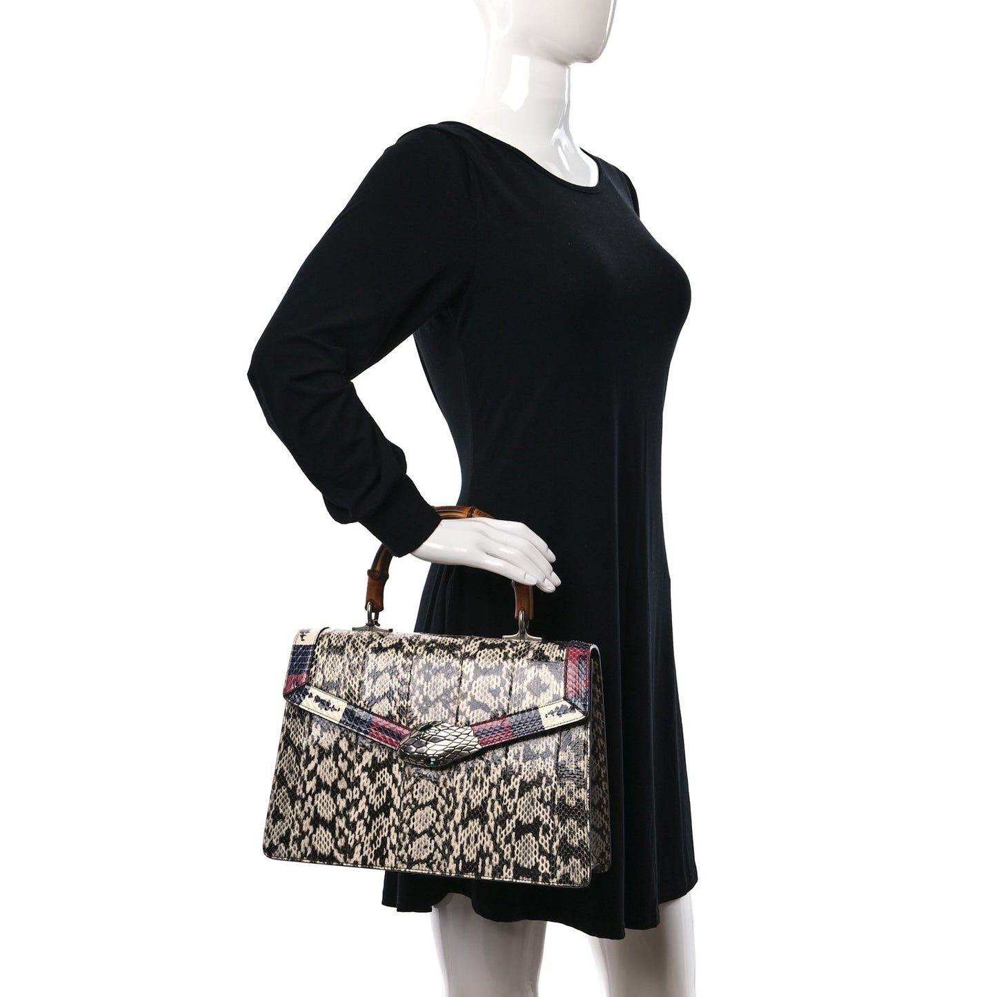 Snakeskin Small Lilith Top Handle Bag Beige