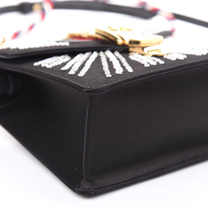Gucci Satin Crystal Mini Sylvie Top Handle Bag Black 7 of 9