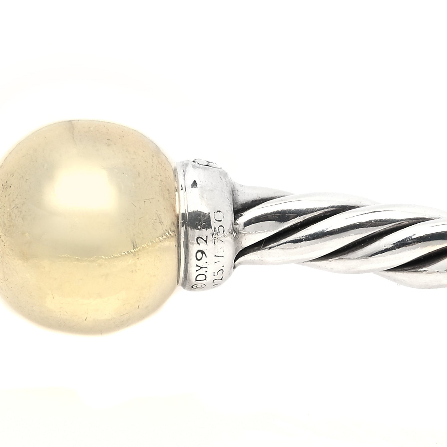 Sterling Silver 18K Yellow Gold Diamond 9mm Solari Bead Bracelet