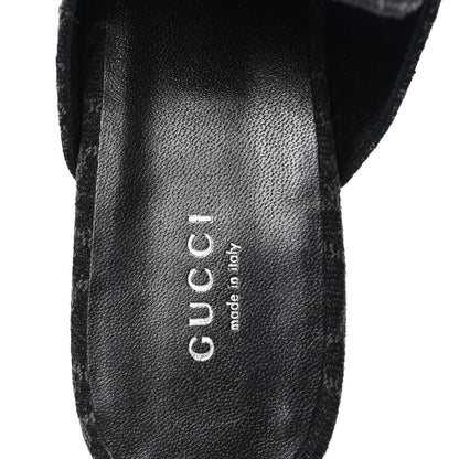 Gucci New Denim GG Malaga Kid Womens Princetown Slippers 37.5 Grey Black 8 of 10
