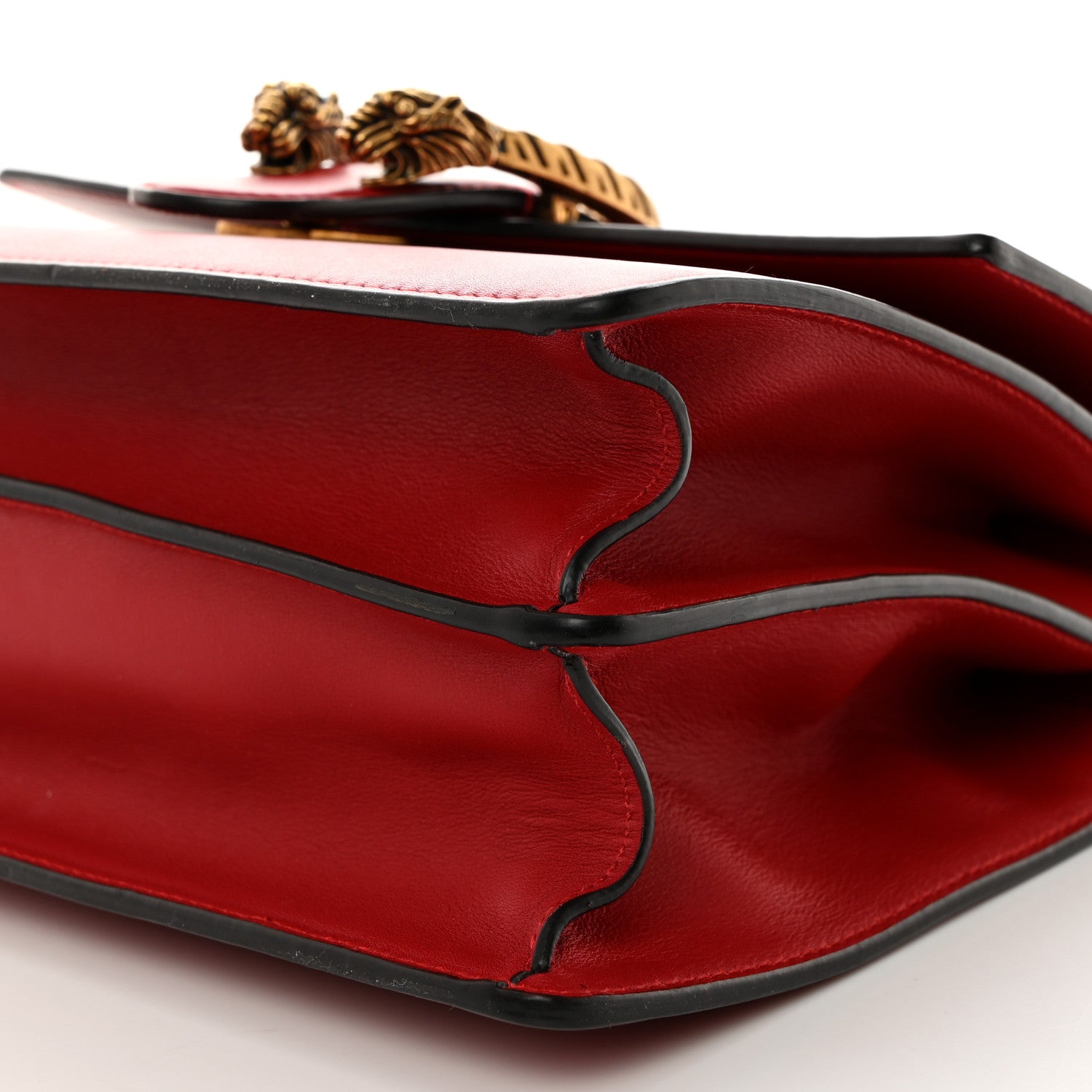 Gucci Moon Calfskin Crystal Web Medium Dionysus Bamboo Top Handle Bag Hibiscus Red 10 of 11