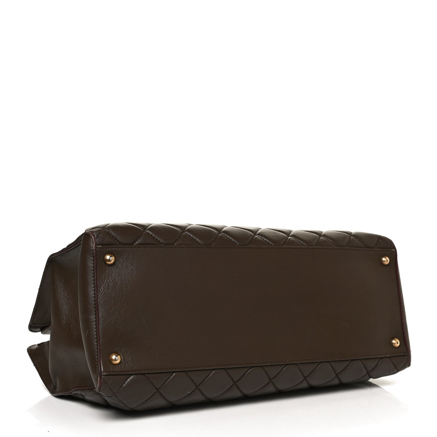 Calfskin Quilted Perfect Edge Tote Brown